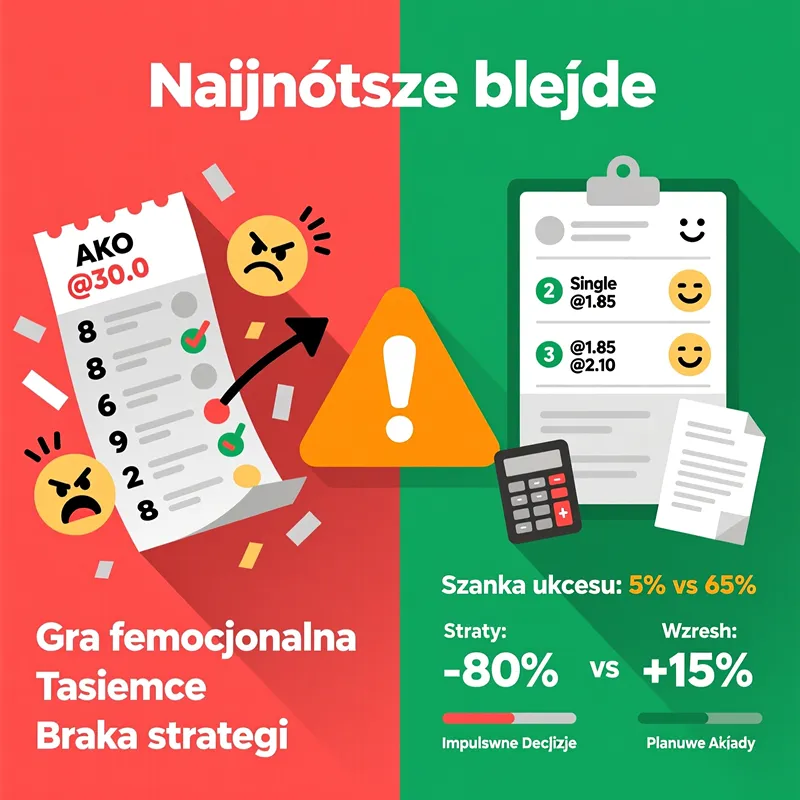 Najczęstsze błędy w zakładach bukmacherskich - emocjonalne typowanie, tasiemce AKO i gonienie strat